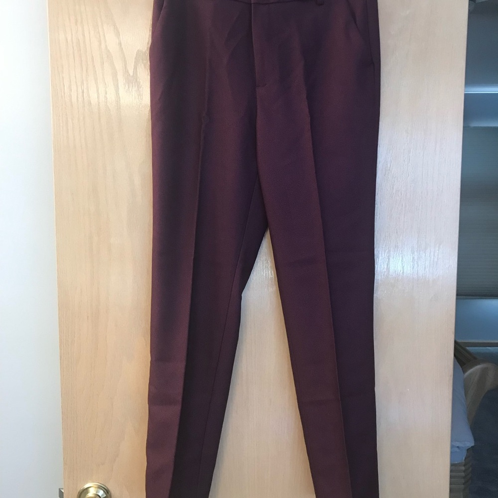 Womens Burgundy Pantsuit with jacket.